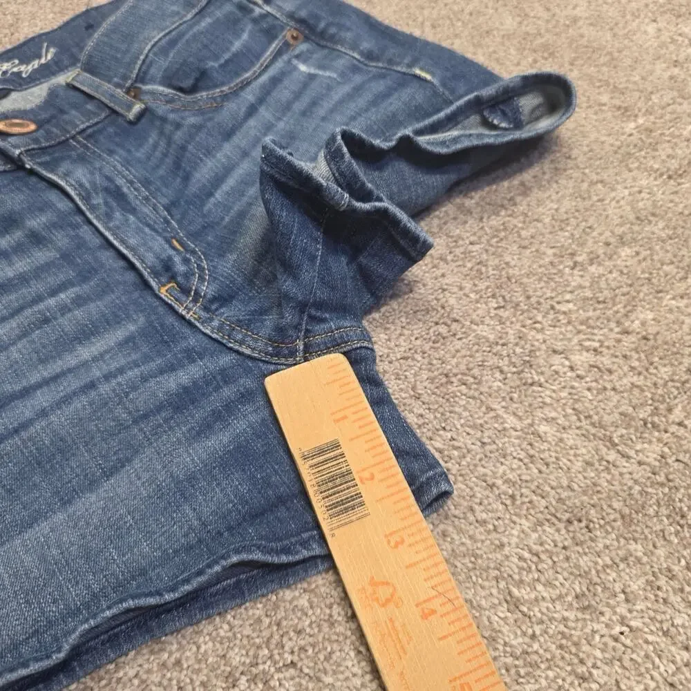 Y2K Indie Sleaze American Eagle Stretch Cuffed Shorts Sz 2 Medium Wash Indigo